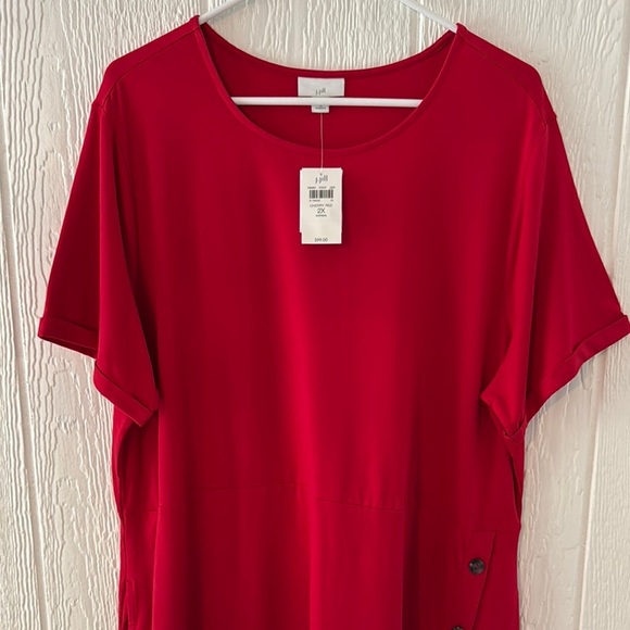J. Jill Side-Button Shift Dress | 2X | Cherry Red - Picture 2 of 9